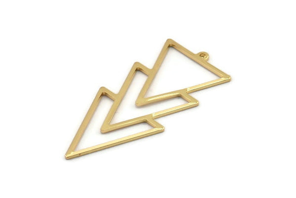 Gold Triangle Charm, 2 Gold Plated Brass Triangle Charms With 1 Loop (49x21x1mm) M01126 H1254