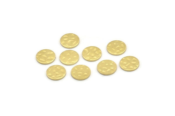 Brass Round Tag, 50 Hammered Raw Brass Round Stamping Blanks, Findings (8x0.80mm) M01493