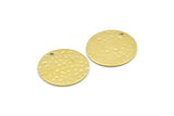 Brass Round Charm, 10 Hammered Raw Brass Round Charms With 1 Hole, Findings (20x0.80mm) M01517