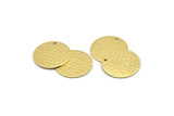 Brass Round Charm, 10 Hammered Raw Brass Round Charms With 1 Hole, Findings (20x0.80mm) M01517
