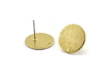 Brass Round Earring, 6 Textured Raw Brass Round Stud Earrings With 1 Hole (15x1mm) E126 A2045
