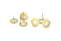Brass Round Earring, 10 Raw Brass Round Earring Studs (12x0.80mm) M366 A2015