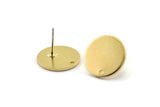 Brass Round Earring, 6 Raw Brass Round Stud Earrings With 1 Hole (16x1.2mm) D1394 A2025