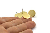 Brass Round Earring, 6 Raw Brass Round Stud Earrings With 1 Hole (16x1.2mm) D1394 A2025