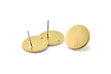 Brass Round Earring, 6 Raw Brass Round Stud Earrings With 1 Hole (16x1.2mm) D1394 A2025