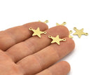 Brass Star Charm, 50 Raw Brass Star Charms With 2 Loops (16x12x0.80mm) M01543