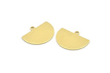 Semi Circle Charm, 12 Raw Brass Half Moon Charms With 1 Loop, Stamping Blank (22x17x0.70mm) M01551