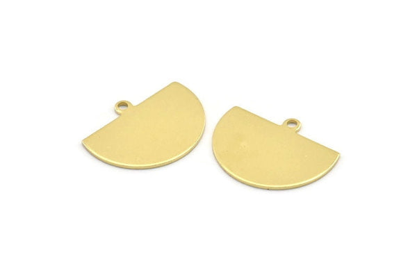 Semi Circle Charm, 12 Raw Brass Half Moon Charms With 1 Loop, Stamping Blank (22x17x0.70mm) M01551