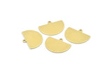 Semi Circle Charm, 12 Raw Brass Half Moon Charms With 1 Loop, Stamping Blank (22x17x0.70mm) M01551