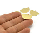 Semi Circle Charm, 12 Raw Brass Half Moon Charms With 1 Loop, Stamping Blank (22x17x0.70mm) M01551