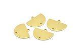 Semi Circle Charm, 12 Raw Brass Half Moon Charms With 1 Loop And 1 Hole, Stamping Blank (22x17x0.70mm) M01552