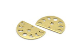 Brass Star Charm, 12 Raw Brass Moon Phases Charms With 1 Hole (22x14x0.80mm) M01545