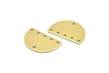 Semi Circle Charm, 12 Raw Brass Half Moon Connectors With 6 Holes (22x14x0.80mm) M01548