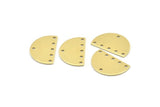 Semi Circle Charm, 12 Raw Brass Half Moon Connectors With 6 Holes (22x14x0.80mm) M01548