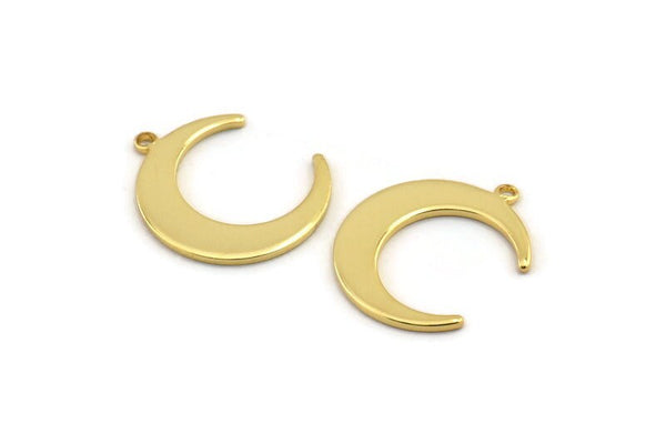 Altın Ay Kolye, 1 Halkalı 4 Altın Kaplama Pirinç Ay Kolye (20x17x1mm) D0567