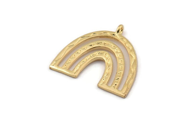 Gold Charm, 2 Gold Plated Brass, Gold Pendants, Charm Pendants, Gold U Shape Charms With 1 Loop (25x23x1.2mm) N1460