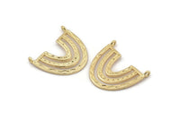 Gold Charm, 2 Gold Plated Brass, Gold Plated Pendants, Charm Pendants, Gold U Shape Charms With 2 Loops (26x23x1.2mm) N1452 H0941