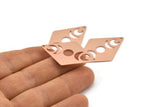 Copper Diamond Charm, 6 Raw Copper Moon Charms With 2 Holes, Rhombus Blanks (40x26x0.80mm) M01538