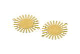 Brass Sun Charm, 12 Textured Raw Brass Sun Pendants With 2 Loops, Findings (36x30x0.50mm) A1981