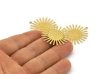 Brass Sun Charm, 12 Textured Raw Brass Sun Pendants With 2 Loops, Findings (36x30x0.50mm) A1981