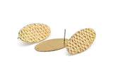Brass Oval Earring, 6 Raw Brass Oval Stud Earrings (30x15x0.80mm) D0579 A2092