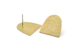 D Shaped Earring, 8 Textured Raw Brass D Shaped Stud Earrings (20x20x0.50mm) D0698 A2090