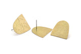 D Shaped Earring, 8 Textured Raw Brass D Shaped Stud Earrings (20x20x0.50mm) D0698 A2090