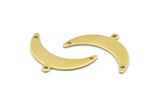 Brass Moon Charm, 12 Raw Brass Crescent Moon Charms With 1 Loop And 2 Hole (10x30x0.80mm) A1725