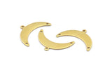 Brass Moon Charm, 12 Raw Brass Crescent Moon Charms With 1 Loop And 2 Hole (10x30x0.80mm) A1725