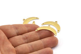 Brass Moon Charm, 12 Raw Brass Crescent Moon Charms With 1 Loop And 2 Hole (10x30x0.80mm) A1725
