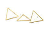 Brass Triangle Earring, 6 Raw Brass Triangle Stud Earrings (36x32x2x1mm) D1021 A2084