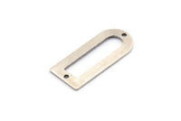 D Shape Charm - 8 Antique Silver Plated Brass D Shape Connectors With 2 Holes, Pendants (30x13x0.80mm) M071