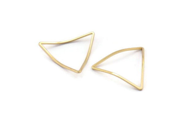 Gold Triangle Charm, 8 Gold Plated Brass Cambered Triangles (23x23x23mm) BS 1210 H1686