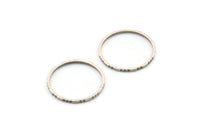 Silver Circle Connectors, 24 Textured Antique Silver Plated Brass Circle Connectors (17x0.8x0.9mm) BS 2324