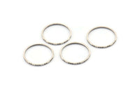Silver Circle Connectors, 24 Textured Antique Silver Plated Brass Circle Connectors (17x0.8x0.9mm) BS 2324