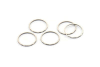 Silver Circle Connectors, 24 Textured Antique Silver Plated Brass Circle Connectors (17x0.8x0.9mm) BS 2324
