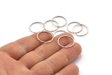 Silver Circle Connectors, 24 Textured Antique Silver Plated Brass Circle Connectors (17x0.8x0.9mm) BS 2324