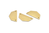 Gold Geometric Charm, 4 Gold Plated Brass Geometric Pendants With 2 Holes (25x13x0.80mm) E165