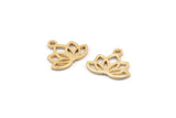 Gold Flower Charm, 6 Gold Plated Brass Lotus Flower Charms, With 1 Loop, Earrings, Findings (14x16mm) N0869