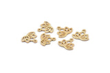 Gold Flower Charm, 6 Gold Plated Brass Lotus Flower Charms, With 1 Loop, Earrings, Findings (14x16mm) N0869