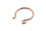 Rose Gold Earring Wires, 10 Rose Gold Plated Brass Earring Wires With 1 Loop (24x22x1.2mm) BS 2138
