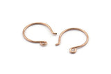 Rose Gold Earring Wires, 10 Rose Gold Plated Brass Earring Wires With 1 Loop (24x22x1.2mm) BS 2138