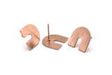 Stud Earring, 4 Textured Rose Gold Plated Brass U Shaped Stud Earrings (15x0.80mm) M162 A1560