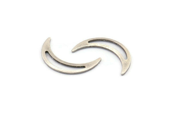 Silver Moon Blank, 24 Antique Silver Plated Brass Crescent Moon Blanks, Stamping Blanks (22x5x0.80mm) M01186 H0932