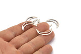 Silver Moon Blank, 24 Antique Silver Plated Brass Crescent Moon Blanks, Stamping Blanks (22x5x0.80mm) M01186 H0932