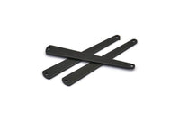 Black Necklace Bar, 12 Oxidized Black Brass Necklace Blanks With 2 Holes (43x6x3x0.80mm) M1002