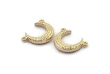 Gold Moon Charm, Textured Gold Plated Brass Horn Charms With 2 Loops, Pendant, Jewelry Finding (19x6x4.40mm) N0168