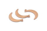 Rose Gold Moon Charm, 6 Textured Rose Gold Plated Brass Crescent Moon Charms With 1 Loop (25x5x0.80mm) M01202