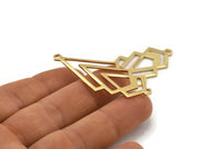Gold Triangle Charm, 2 Gold Plated Brass Diamond Charms With 2 Loops (51x22x1mm) M01163