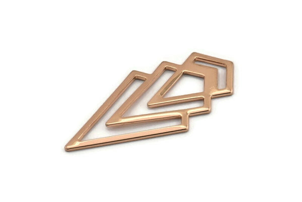 Rose Gold Triangle Blank, 2 Rose Gold Plated Brass Diamond Blanks (46x22x1mm) M01216